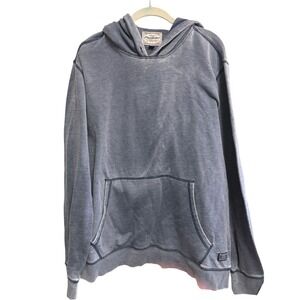 Flag & Anthem Hoodie Blue Acid Wash Distressed Fleece Pullover XL